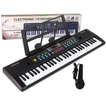 Lean-toys Velike elektronske klaviature + mikrofon in nosilec not 61 tipk