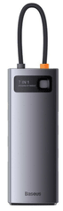 BASEUS Metal Gleam priklopna postaja, 7v1, 3x USB 3.0, USB-C PD, 2x HDMI, RJ-45 (WKWG040113)