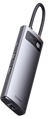 BASEUS Metal Gleam priklopna postaja, 7v1, 3x USB 3.0, USB-C PD, 2x HDMI, RJ-45 (WKWG040113)