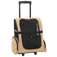 Vidaxl Voziček za hišne ljubljenčke 3 v 1 dizajn peščeno 48 x 32 x (57-106) cm oksfordsko blago