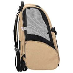 Vidaxl Voziček za hišne ljubljenčke 3 v 1 dizajn peščeno 48 x 32 x (57-106) cm oksfordsko blago