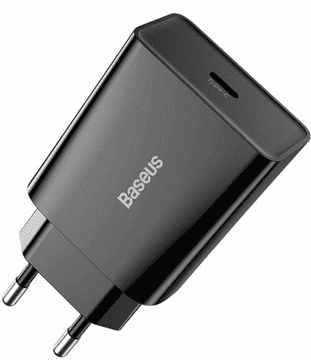 BASEUS Mini Quick hišni polnilec, USB-C, 20W, črn (CCFS-SN01)
