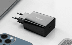 BASEUS Mini Quick hišni polnilec, USB-C, 20W, črn (CCFS-SN01)