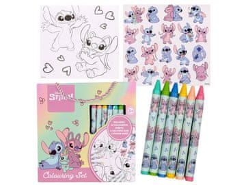 Disney DISNEY Stitch PRENOSNI KOMPLET za barvanje, voščene barvice + pobarvanke 40 KOSI + nalepke