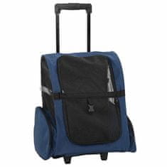 Vidaxl Voziček za hišne ljubljenčke 3-v-1 dizajn moder 48x32x(57-106) cm oksfordsko blago