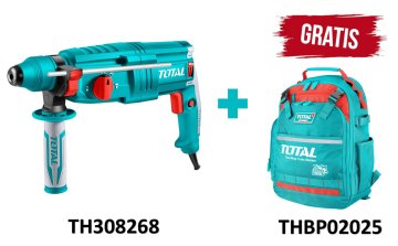 Total One-Stop Tools Vrtljivo kladivo 800W, SDS Plus/4000bpm/14mm/2,5J (TH308268)+darilo Nahrbtnik za orodje 025 8kg
