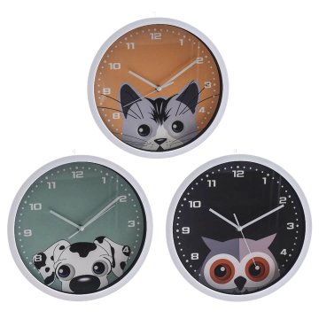 Mhome Stenska ura Živali 31cm / več motivov / ABS