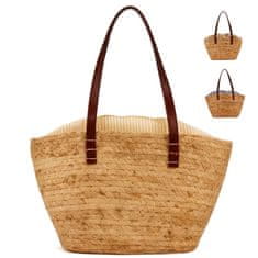 Mhome Torba za na plažo Natur 53x13x28 cm / več barv / seno, bombaž