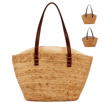 Mhome Torba za na plažo Natur 53x13x28 cm / več barv / seno, bombaž