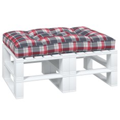 Vidaxl Blazina za kavč iz palet rdeč karo vzorec 120x80x12 cm