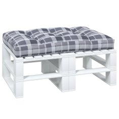 Vidaxl Blazina za kavč iz palet siv karo vzorec 120x80x12 cm