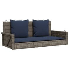 Vidaxl Gugalna klop z blazinami siva 119x56x48 cm poli ratan