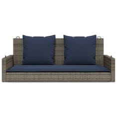 Vidaxl Gugalna klop z blazinami siva 119x56x48 cm poli ratan