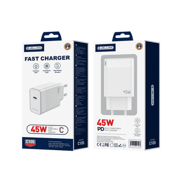 Jellico Adapter C105 hišni polnilec GaN QC / PD 45W vhod Type C - Original (EU Blister) - bel