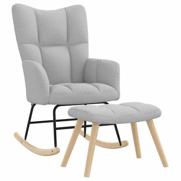 Vidaxl Gugalni stol z vznožnikom Cloud Grey Fabric