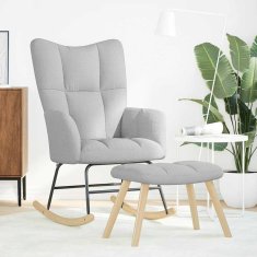 Vidaxl Gugalni stol z vznožnikom Cloud Grey Fabric