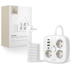 Tech-protect PCS3X4 podaljšek 2x USB / 2x USB-C / 3 vtičnice 2m, bela