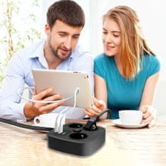 Tech-protect PCS3X4 podaljšek 2x USB / 2x USB-C / 3 vtičnice 2m, črna
