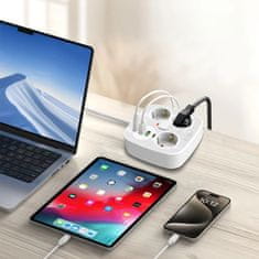 Tech-protect PCS3X4 podaljšek 2x USB / 2x USB-C / 3 vtičnice 2m, bela