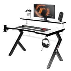 Huzaro Pisarnaška miza Huzaro Hero 5.0, bela, karbon, nastavljive noge, primerna za gaming in domačo pisarno, 120x150 cm