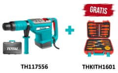 Total One-Stop Tools Rotary hammer 1700W, SDS Plus/2150bpm/19J, INDUSTRIAL (TH117556)+16-delni set izoliranih ročnih orodij