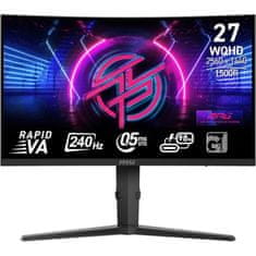 MSI Mag 275CQRXF monitor, 27, WQHD, IPS, 240Hz, 0,5ms, ukrivljen, črn (9S6-3CD04H-072)