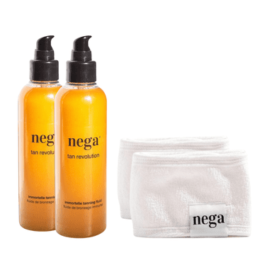 Nega Cosmetics Tan revolution, 100% naravni fluid za hitrejšo naravno porjavitev in trak za zaščito las, vegansko olje za sončenje, krema za sončenje, prijeten vonj, idealno darilo, 150 ml, NegatanPaket