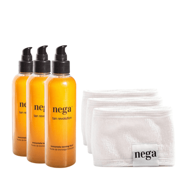 Nega Cosmetics Tan revolution, 100% naravni fluid za hitrejšo naravno porjavitev in trak za zaščito las, vegansko olje za sončenje, krema za sončenje, prijeten vonj, idealno darilo, 150 ml, NegatanPaket