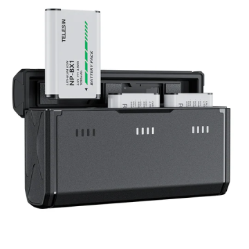 TELESIN komplet 3x NP-BX1 baterije in 3-kanalni polnilec za Sony NP-BX1/M8, ZV-1, ZV-1 II, Cyber-Shot DSC-HX80, HX90V, HX95, HX99, RX1, RX1R II, RX100 (II/III/IV/VA/VI/VII), FDR-X3000, HDR-AS50