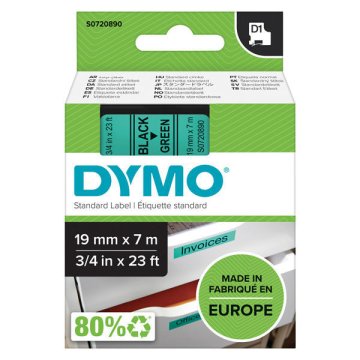 Dymo 45809 (S0720890) D1 črna na zeleno 19mm x 7m, etikete
