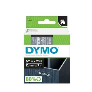 Dymo 45020 (S0720600) D1 bela na prozorno 12mm x 7m, etiketa