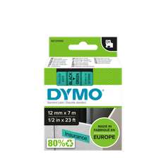 Dymo 45019 (S0720590) D1 črna na zeleno 12mm x 7m, etikete