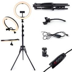 MG Selfie Ring Fill krožka LED LED svetloba 10'' + stativ 1.8m, črna