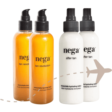 Nega Cosmetics 100% naravni potovalni komplet: fluid za hitro in naravno porjavitev + vlažilni losjon za po sončenju, 2x 90ml, SummerMatch