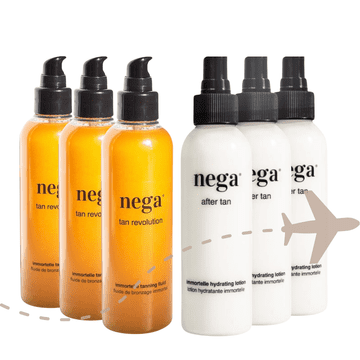Nega Cosmetics 100% naravni potovalni komplet: fluid za hitro in naravno porjavitev + vlažilni losjon za po sončenju, 2x 90ml, SummerMatch