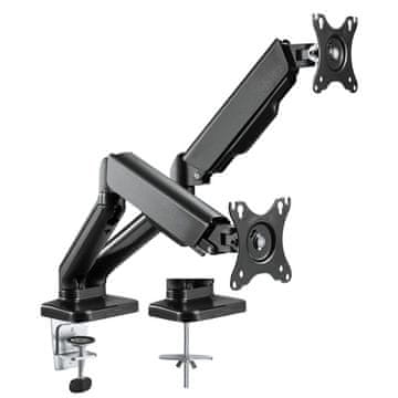 Uvi Desk VESA nosilec s plinsko vzmetjo za dva monitorja, od 43,18 cm (17) do 81,28 cm (32) (UVIDVGSDM) - odprta embalaža