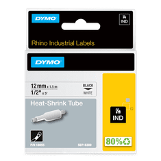 Dymo 18055 (S0718300) Rhino termo skrčljiva cevka D1 črna na belo 12 mm x 1,5m