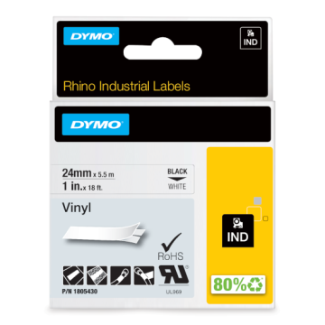 Dymo 1805430 RHINO vinil profi D1 črna na belo XXL 24mm x 5,5m