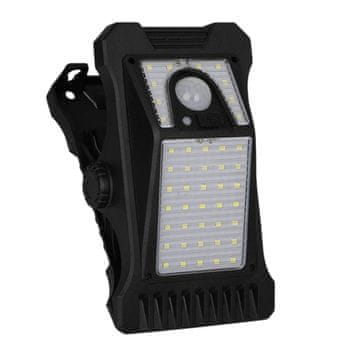 Netscroll Solarna LED svetilka s sponko, LED luč s senzorjem gibanja in 3 načini osvetlitve, IP65 vodoodporna, brezžična, črna, DeckClip