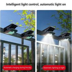 Netscroll Solarna LED svetilka s sponko, LED luč s senzorjem gibanja in 3 načini osvetlitve, IP65 vodoodporna, brezžična, črna, DeckClip