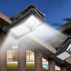 Netscroll Solarna LED svetilka s sponko, LED luč s senzorjem gibanja in 3 načini osvetlitve, IP65 vodoodporna, brezžična, črna, DeckClip