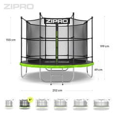 Zipro Trampolin Jump Pro 8ft 252cm z notranjo varnostno mrežo