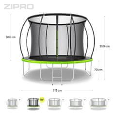 Zipro Trampolin Jump Pro Premium 10ft 312cm z notranjo varnostno mrežo