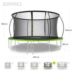 Zipro Trampolin Jump Pro Premium 14ft 435cm z notranjo varnostno mrežo