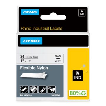 Dymo 1734524 (S0773840) RHINO najlon fleksibilen 24mm x 3,5m črno na belo etiketa