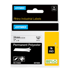 Dymo 1734523 RHINO permanentni poliester D1 XXL črno na belo 24mm x 5,5m, etiketa