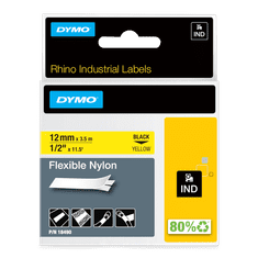 Dymo 18490 RHINO fleksibilen najlon črna na rumeno 12mm x 3,5m