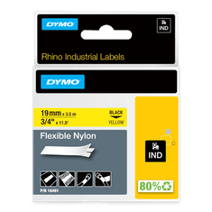 Dymo 18491 RHINO najlon fleksibilen črno na rumeno 19mm x 3,5m