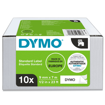 Dymo 2093096 D1 črna na belo 9mm x 7m 10-pack (S0720680), standardna etiketa
