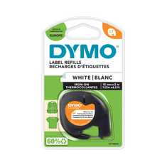 Dymo S0718850 LetraTag 12mm x 2m črna na belo, nalepke za blago z likanjem
